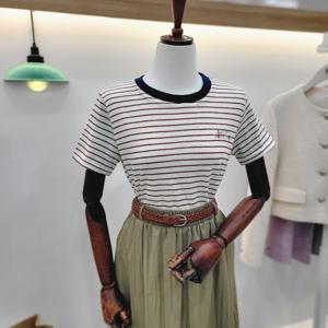 [비지트인뉴욕]라운드넥  러브 단가라반발티셔츠 VB4ST65 v_US