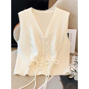 [예쎄][예쎄] 리본디테일 V넥 니트 조끼 베스트 (S4FKN405A)