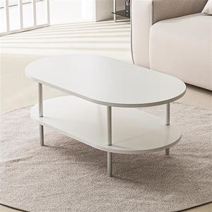 우아미가구 노엘 타원형 1000 화이트 소파테이블