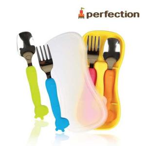 퍼팩션 유아용 스푼포크 세트/블루 수저 포크 케이스세트