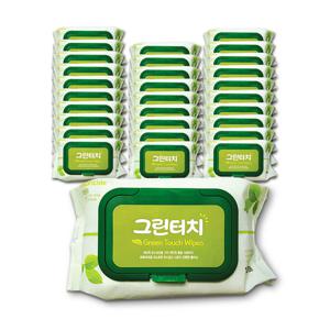그린터치물티슈(100매 캡형) 30개 국산 아기 유아 대용량물티슈
