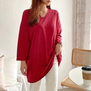 빅사이즈 408 루즈브이넥무지긴팔티 DNOA599