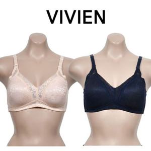 (비비안) 쟈가드 플라워 레이스 노와이어 A컵 브라