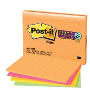 3M)포스트-잇 강한점착용(6845-SSPL/미팅노트/4색라인