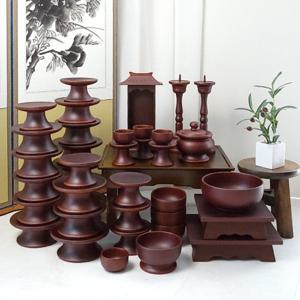 남원 제사 목기 쓰리옻칠 무전 물푸레 제기세트37p+옻칠퇴주그릇