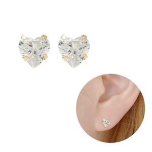 [미니아트] 14K 골드 6mm 하트 큐빅 금 귀걸이