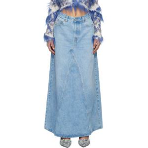 25 FW 디젤 여성 블루 파고 데님 맥시 스커트 242001F093006