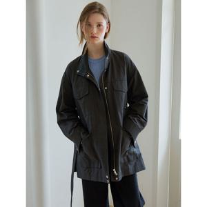 [올리브데올리브]레더 배색 벨티드 사파리 점퍼 (OW4AM862)