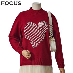 [포커스]하트줄 배색 반목 니트 (FW4K7KT0118)