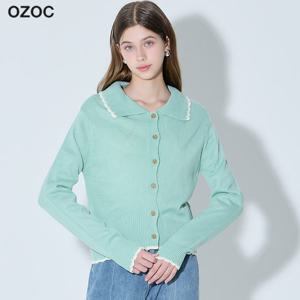 오조크 카라 라인배색 가디건