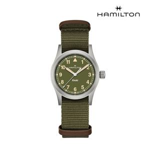 [해밀턴][공식] 해밀턴 카키필드 쿼츠 33mm 그린 다이얼 나토 밴드 시계 H69301960