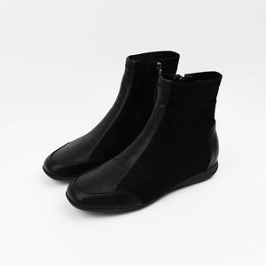 [신난다슈]여성 앵클부츠 2cm 발편한 여자 숏 스판 플랫 앵글 부츠 스웨이드 BL255008블랙