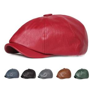 남성 중년 가죽 베레모 귀마개 모자 깔끔한
