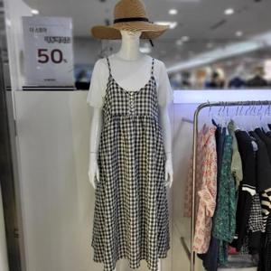 더스토아 DP01 엠보 사각 체크 끈 원피스 T24thc109n065