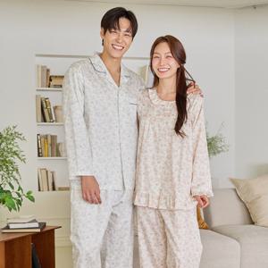 바풀 CA4S13116 커플잠옷 순면 파자마 남성 여성 부부 잠옷 상하