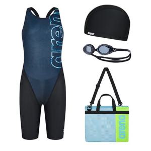 [아레나] 빅로고 여아동 4부 반신 수영복키트 A4BG1KG03BLK