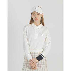 헤지스 골프 여성 25SS 아이보리 여성 니트커프스 긴팔 카라 티셔츠 HWTS5A211IV