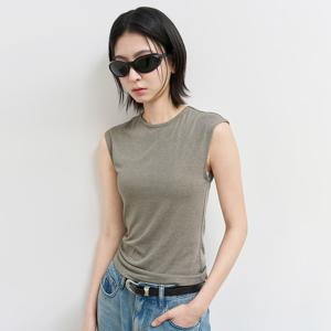 WOMAN 아세테이트 크루넥 슬리브리스 [ASH KHAKI] / WBE2L01533