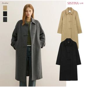 [시스티나]여성 겨울 울 블렌드 토글 버튼 핸드메이드 맥 코트