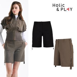 홀릭앤플레이 여성 와이드핏 골프반바지-HB3WPT003