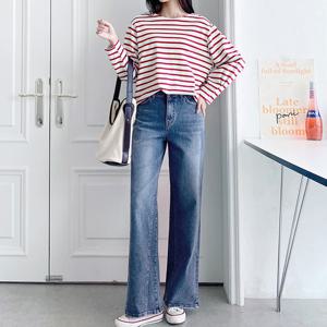 샵앤) 국산 여성 와이드 밴딩 절개 청바지N PRO-WPT-12120-중청