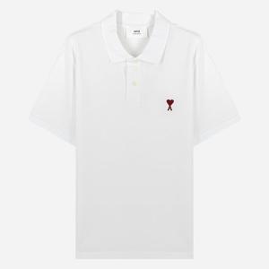 아미 남성 하트 로고 폴로 카라넥 코튼 티셔츠 BFUPL001760 100 WHITE
