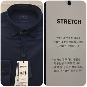 [예작]예작 24S/S 네이비 구김이 적은 스판셔츠 솔리드 스냅단추