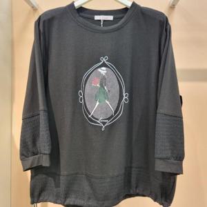 라티움 HC34 부드러운소재 소매 밑단배색 8부 가을 여성티셔츠 T2531TS10