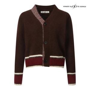 나인식스뉴욕  하프 스트라이프 짜임 울 니트 가디건 (NP9KG005M0)