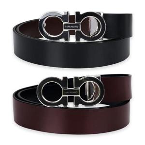 디몬트 페레가모 남성 리버시블 간치니 로고 벨트(블랙/버건디) 670384 776399