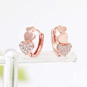 14K 골드필드 핀 하트 큐빅링 원터치링 귀걸이