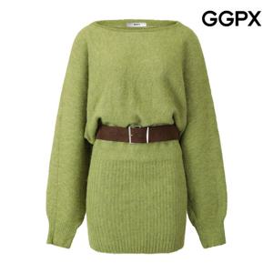 GGPX  스퀘이드 벨트 세트 퍼프 미니 니트 원피스 GPBOP005F