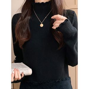 [예쎄][예쎄] 도톰 융기모안감 물결넥 폴라티  S4WTS002A