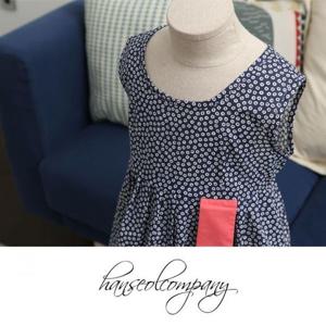 [한설]23.J 잔꽃패턴 네이비 생활한복 원피스