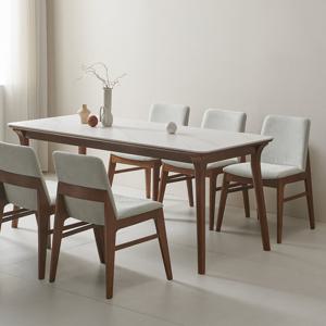 [착불] 더끌림 루나 1800 포세린 세라믹 6인용 식탁+의자6 IKLN2B