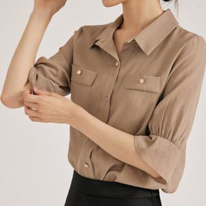 [리안뉴욕][공식] 내추럴 셔츠 카라 블라우스