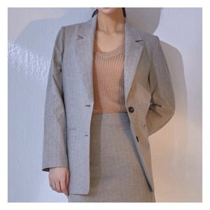 [미쏘][미쏘]테일러드 헤링본 린넨 자켓