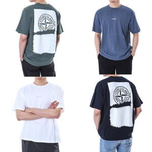 스톤아일랜드 로고 백 크랙 페인팅 티셔츠/80152RC89