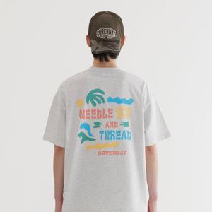 [커버낫] [TAG가 49,000] 쿨 코튼 두들 트로피컬 그래픽 티셔츠 Heather Gray