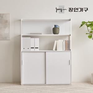 장인가구 마운트 슬라이딩장 1200 2단 선반 다용도 수납장 세트