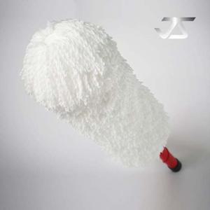 먼지떨이 가죽그립 극세사 원형털이개 레드 차량용품