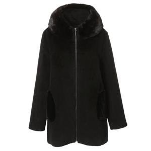 [마담포라]밍크 카라 배색 알파카 혼용 렉스 반코트MA4FJ902A