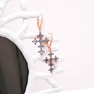 오팔하우스 14k 토파즈&청다이아 십자가 귀걸이 OPDLE3145