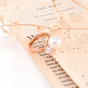 오팔하우스 14k 일자 10mm 진주 큐빅 반지 OPBSR10325