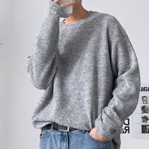 남자 골지 루즈핏 기모 라운드 티셔츠 5C-TSK-Q107-멜란지