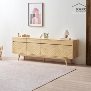 라로퍼니처 베니타 고무나무 원목 내추럴 2000 높은 거실장 TV다이