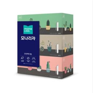 모나리자 미용티슈 250매 3입 1팩 각티슈 갑티슈 화장지 휴지_JS