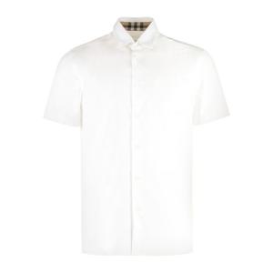 버버리 화이트 라운디드 헴 코튼 셔츠 8079594140136 A1464