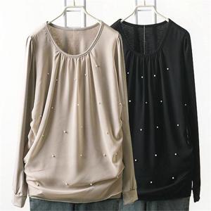 빅사이즈 슈가 진주 블라우스 MNw072 쉬폰셔링 페미닌