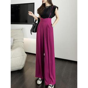 G125795_하이웨스트 멜빵 와이드 팬츠 정장 슬렉스